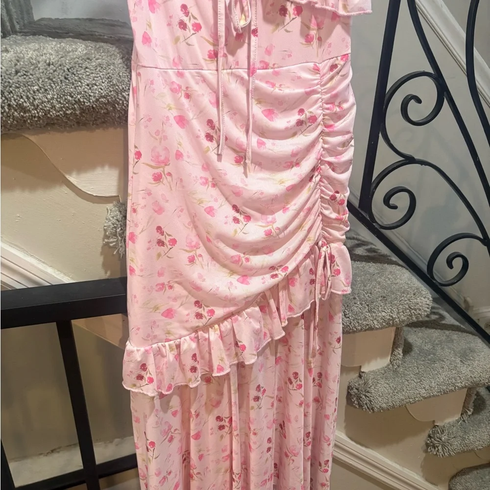 Pink Floral Ruffle Maxi Dress - Picture 3 of 4